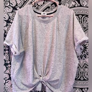Silver gray tied short sleeve top